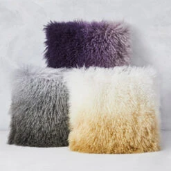 Ombre Mongolian Pillow 22" - White/Gold -VibeDecor Store 940159916 2 94329.1690271937.386.513