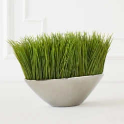 Faux Grass In Silver Pot -VibeDecor Store webimage 207540972 ALT1