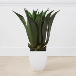 Faux Agave Bush With Square Pot
