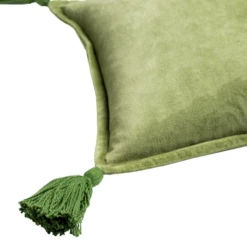 Velvet Tassle Lumbar Pillow - Olive -VibeDecor Store webimage 620721129 DTL2