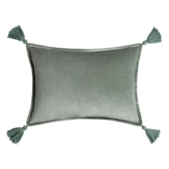 Velvet Tassle Lumbar Pillow - Sage