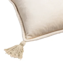 Velvet Tassle Lumbar Pillow - Light Beige -VibeDecor Store webimage 620721131 DTL2
